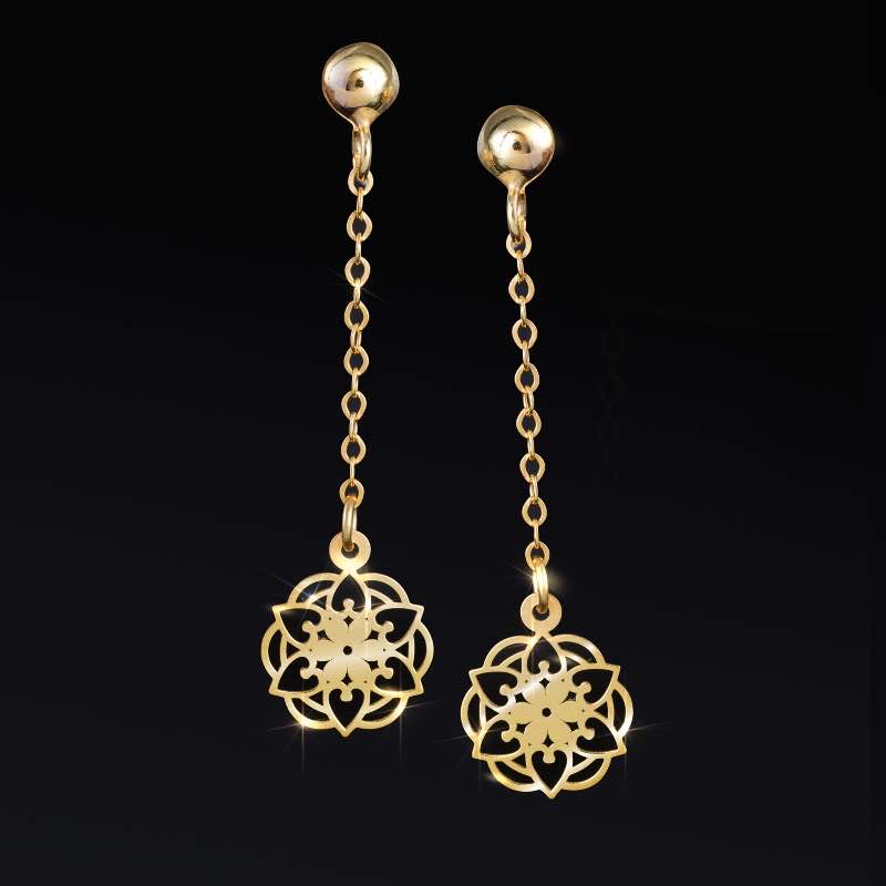 10k Gold Italian Rose Window Earrings